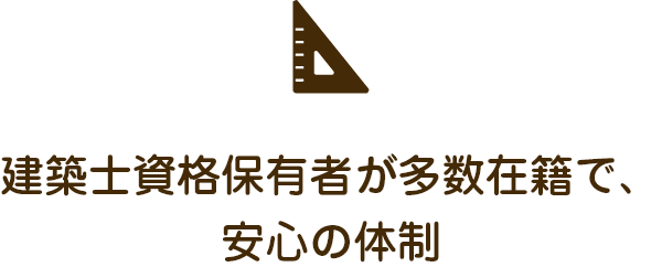 建築士資格保有者が多数在籍で、安心の体制